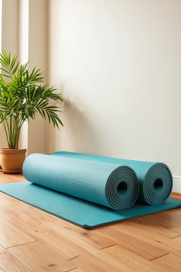 Senior couple holding yoga mats, enjoying a sunny day outdoors in a green park.